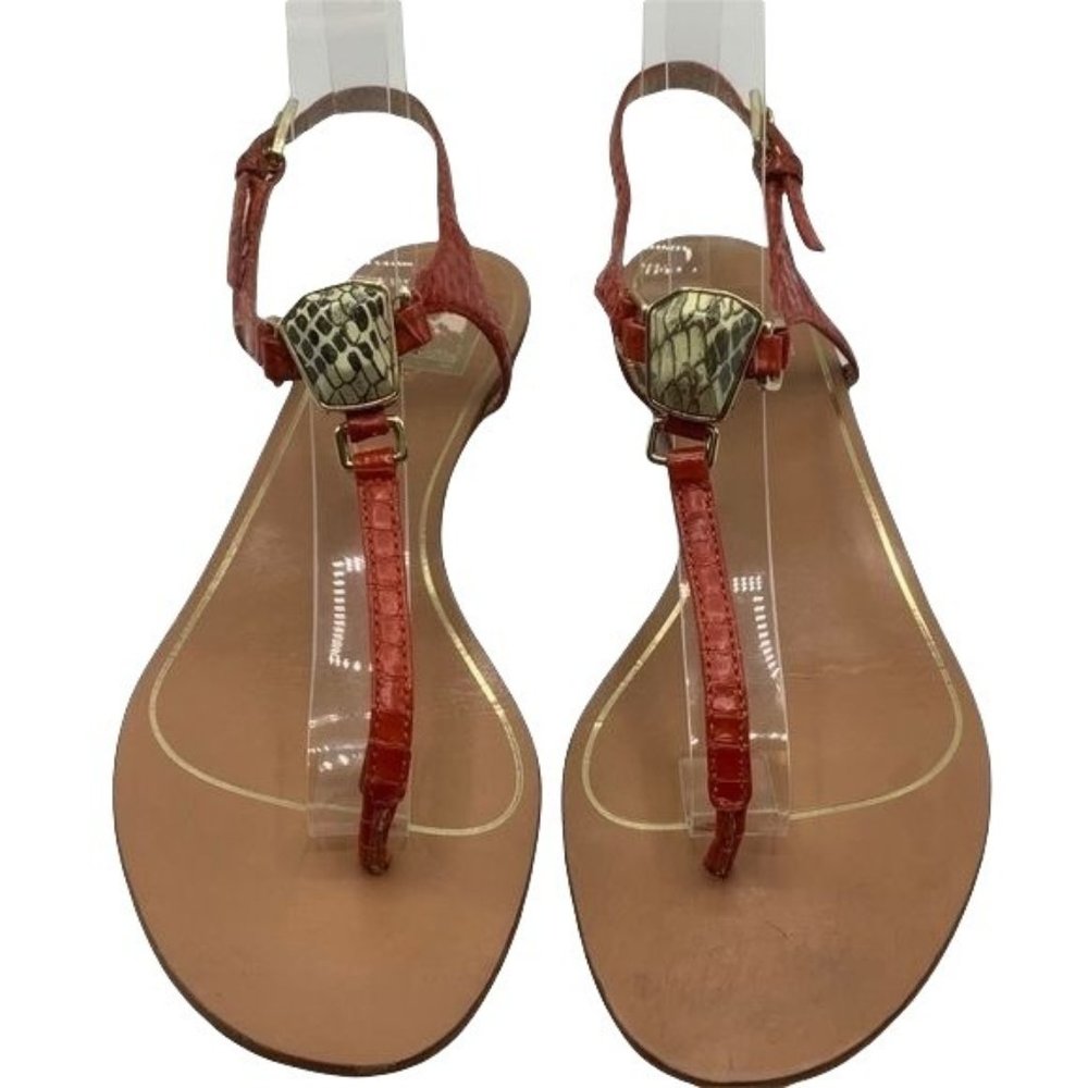 DOLCE VITA Orange Croc Print T-Strap Sandal Size 7